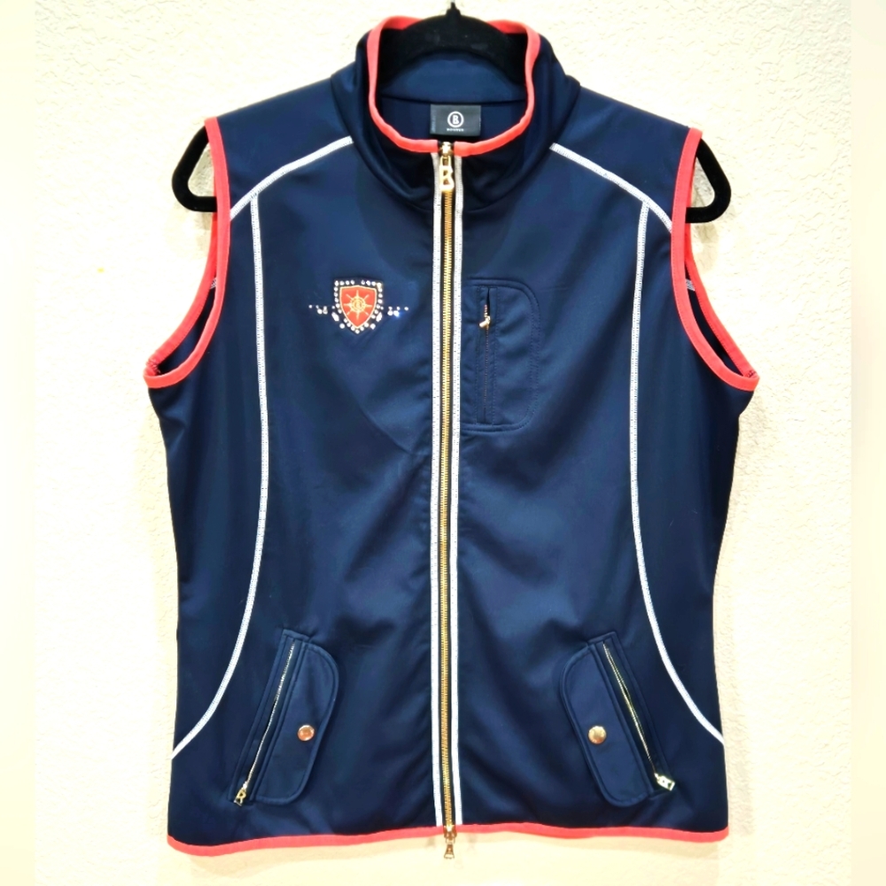 Bogner Navy Blue Vest with Coral Trim